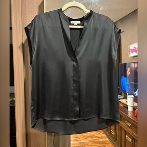 Vince Black Satin Button Down Blouse